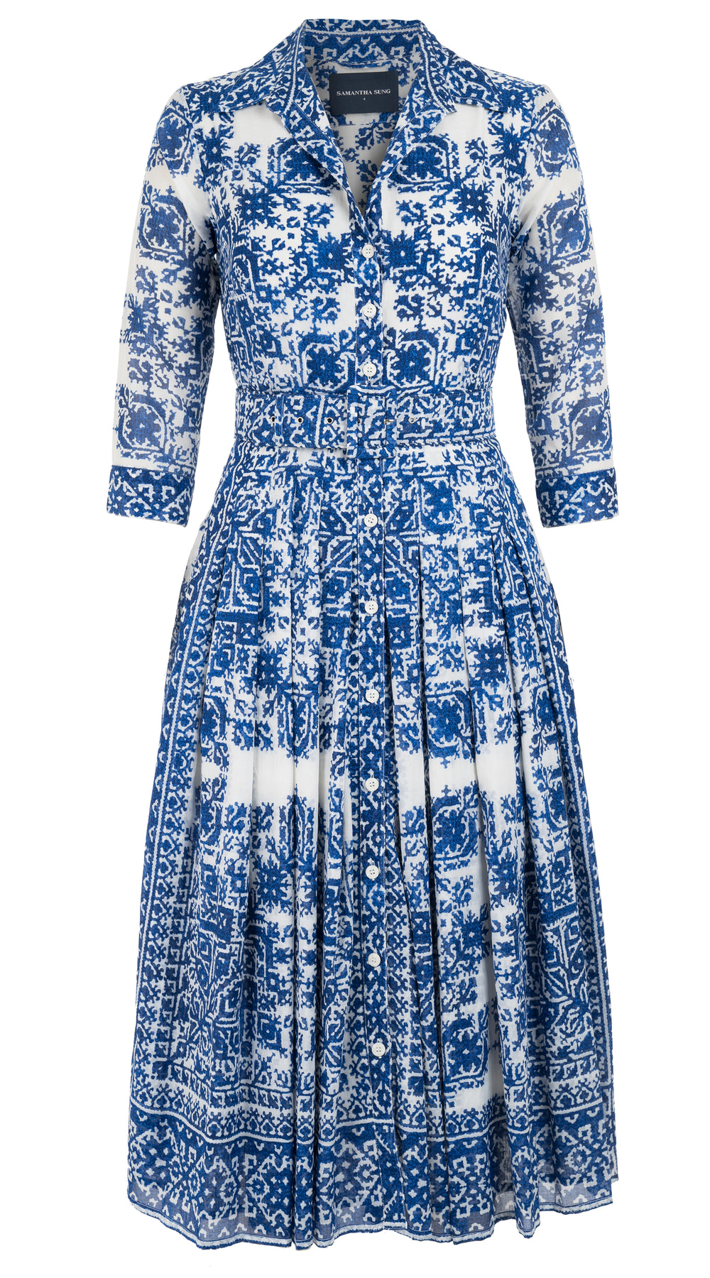 Audrey Dress #4 Shirt Collar 3/4 Sleeve Long Length Musola (Morrocan Embroidery) @5