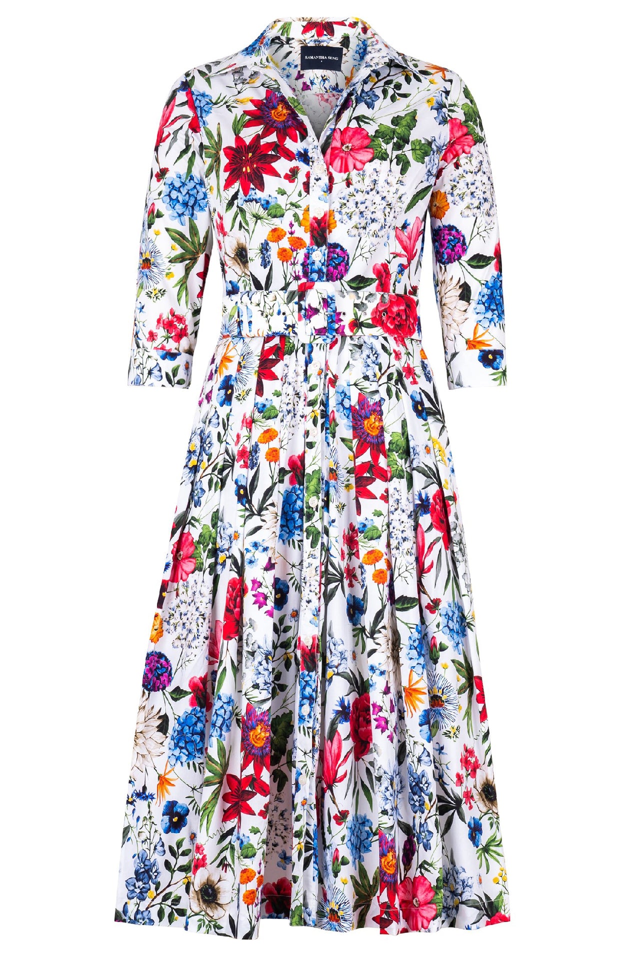 Audrey Dress #2 Shirt Collar 3/4 Sleeve Midi Length Cotton Stretch (Mu