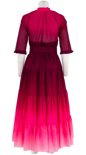Eden Dress Crew Neck 3/4 Sleeve Maxi Length Cotton Musola (Ombre New)