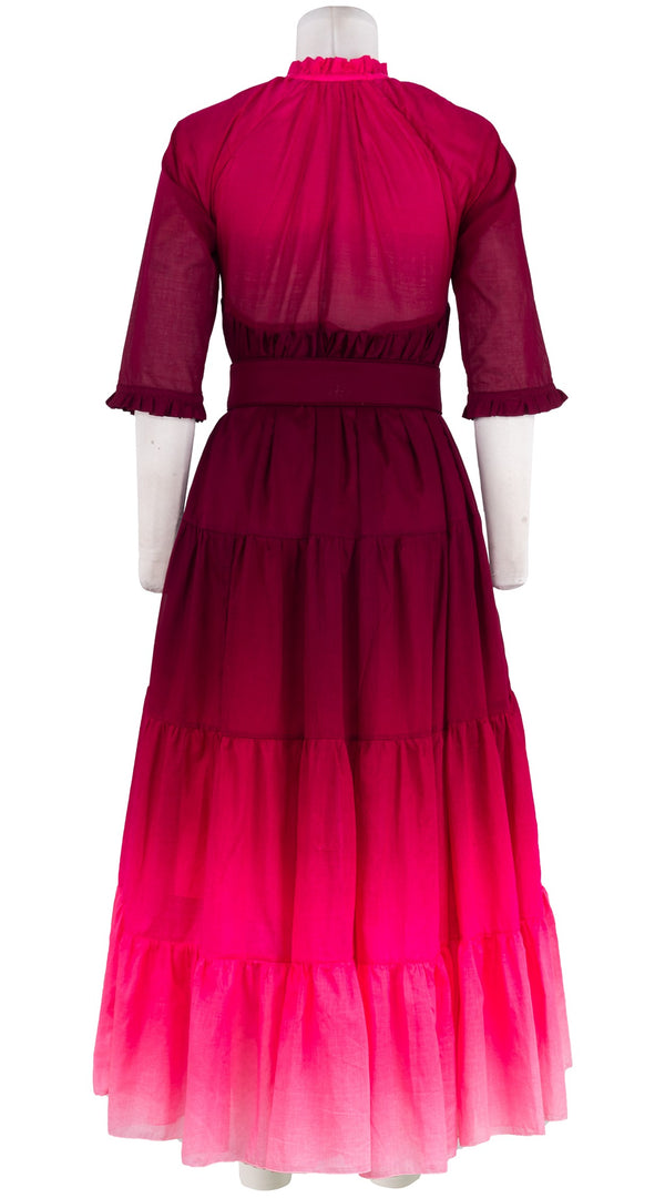 Eden Dress Crew Neck 3/4 Sleeve Maxi Length Cotton Musola (Ombre New)