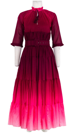 Eden Dress Crew Neck 3/4 Sleeve Maxi Length Cotton Musola (Ombre New)