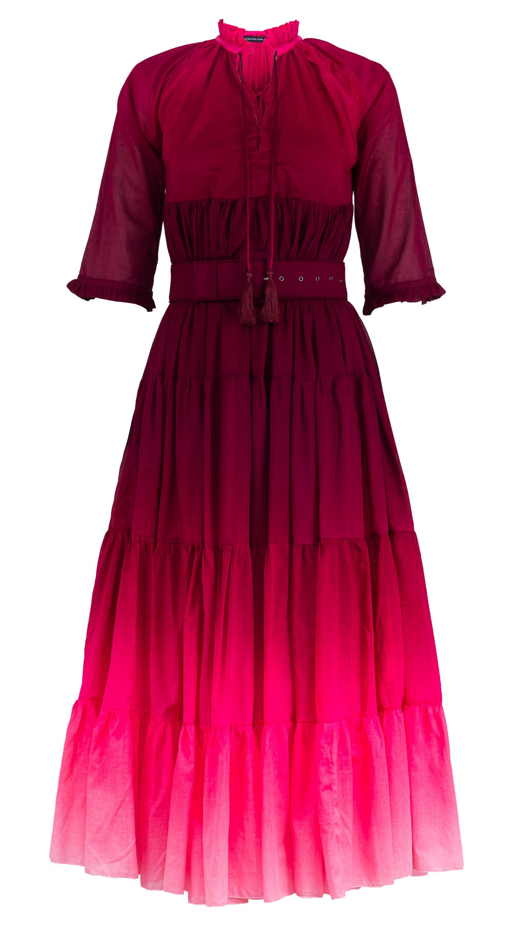 Eden Dress Crew Neck 3/4 Sleeve Maxi Length Cotton Musola (Ombre New)