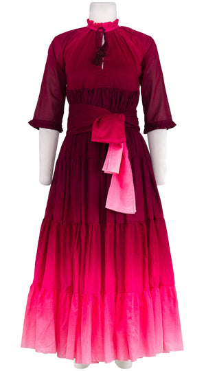 Eden Dress Crew Neck 3/4 Sleeve Maxi Length Cotton Musola (Ombre New)