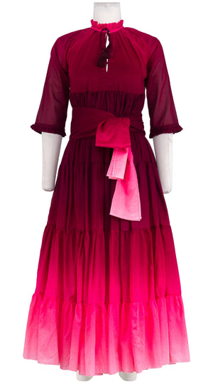 Eden Dress Crew Neck 3/4 Sleeve Maxi Length Cotton Musola (Ombre New)
