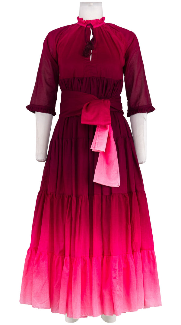 Eden Dress Crew Neck 3/4 Sleeve Maxi Length Cotton Musola (Ombre New)