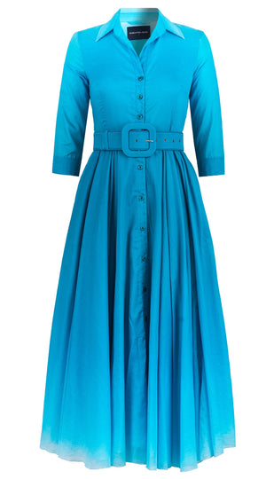 Aster Dress Shirt Collar 3/4 Sleeve Midi Length Cotton Musola (Ombre New)