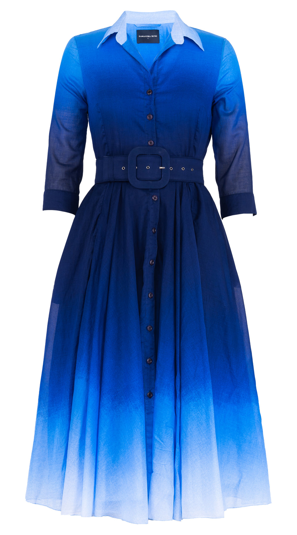 Aster Dress Shirt Collar 3/4 Sleeve Midi Length Musola (Ombre) @6