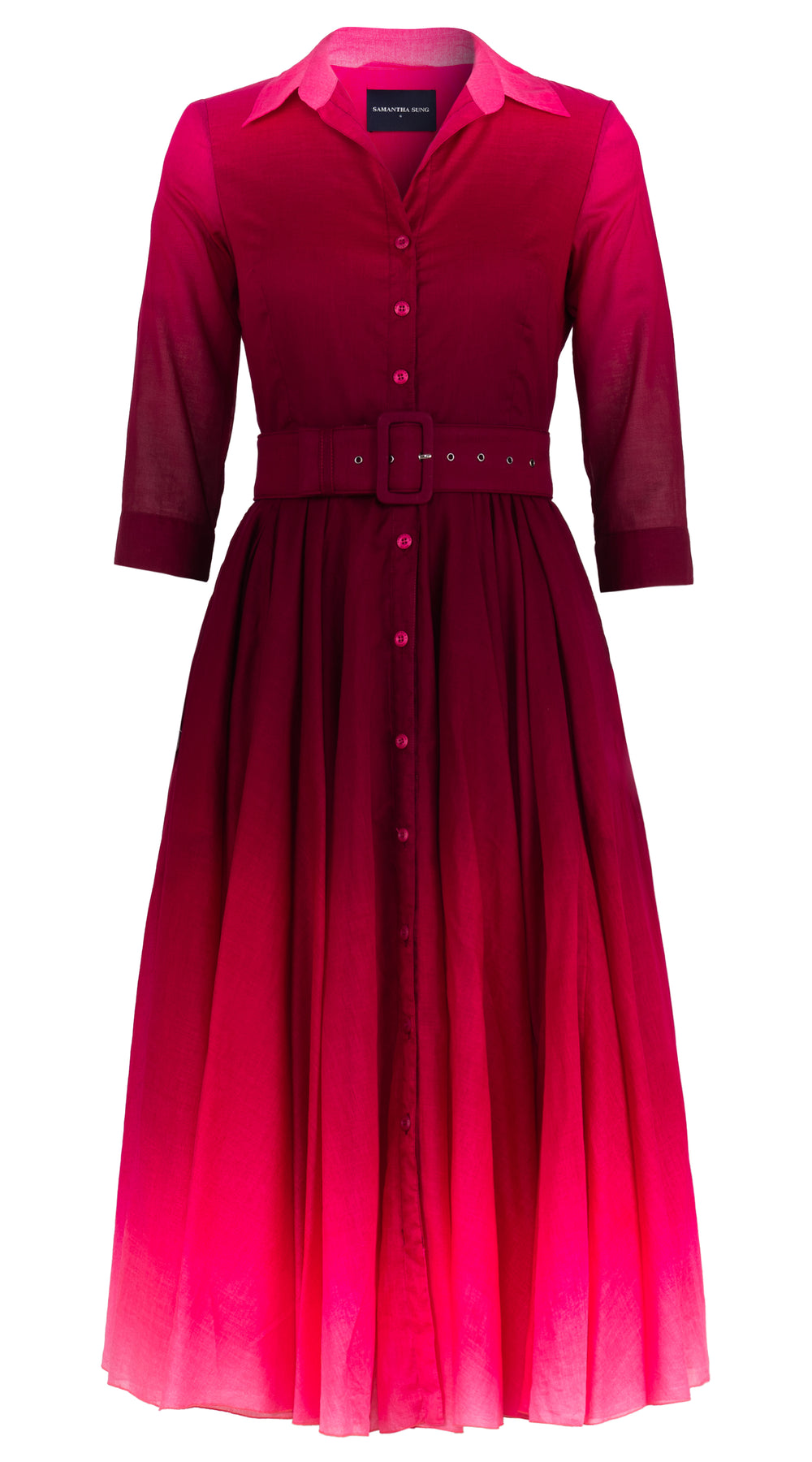Aster Dress Shirt Collar 3/4 Sleeve Midi Length Musola (Ombre) @6