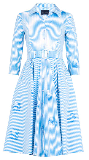 Laurent Dress Shirt Collar 3/4 Sleeve Long Length Cotton Stretch (Oxford Stripe)