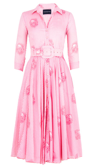 Aster Dress Shirt Collar 3/4 Sleeve Midi Length Musola (Oxford Stripe) @5