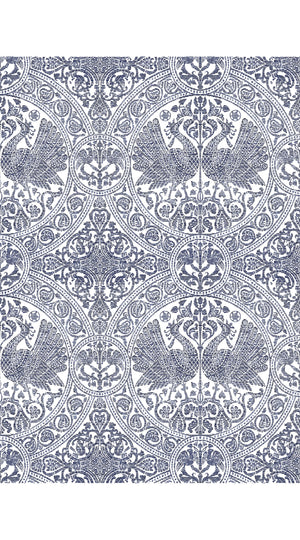 Audrey Dress #2 Shirt Collar Sleeveless Long Length Cotton Stretch (Peacock Toile White)