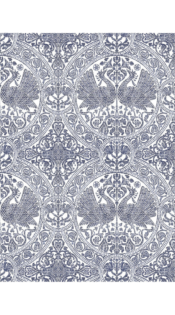 Audrey Dress #2 Shirt Collar Sleeveless Long Length Cotton Stretch (Peacock Toile White)