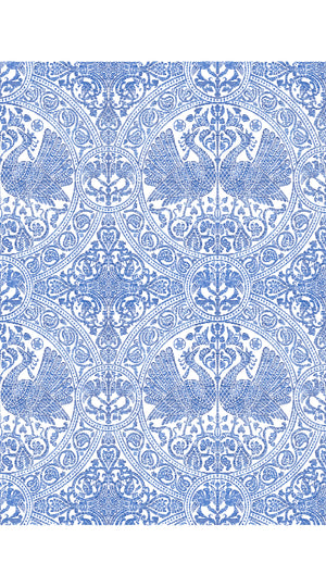 Audrey Dress #2 Shirt Collar Sleeveless Long Length Cotton Stretch (Peacock Toile White)