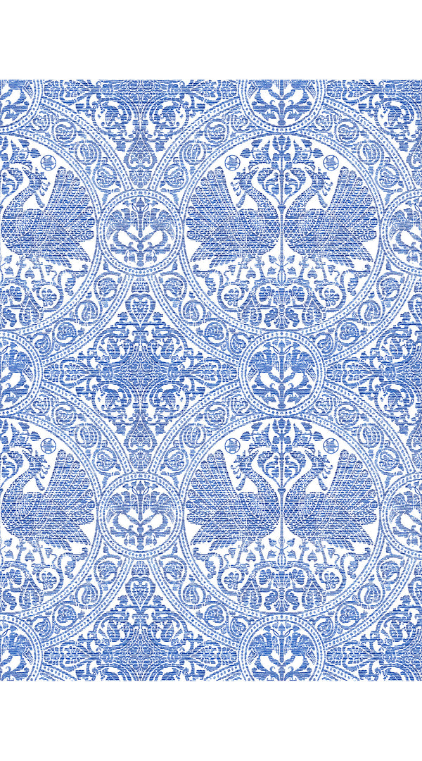 Audrey Dress #2 Shirt Collar Sleeveless Long Length Cotton Stretch (Peacock Toile White)