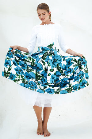 Lana Skirt Midi Length Cotton Stretch (Poppy Poland Big)