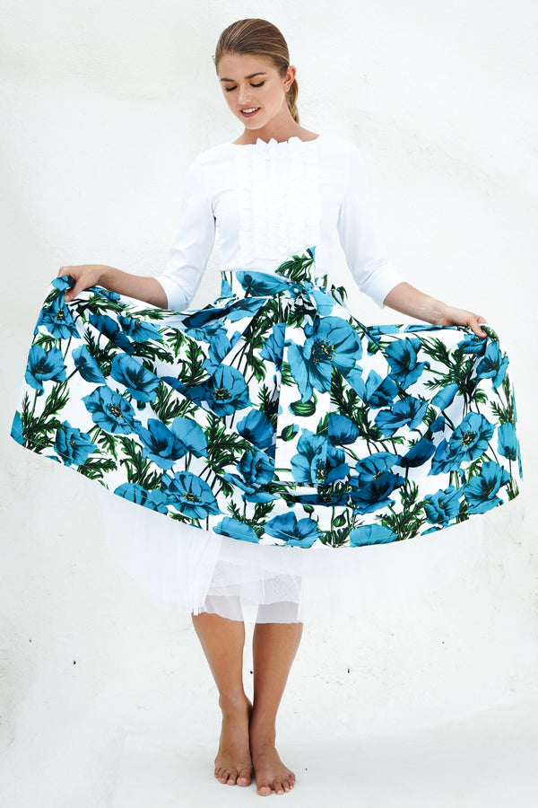 Lana Skirt Midi Length Cotton Stretch (Poppy Poland Big)