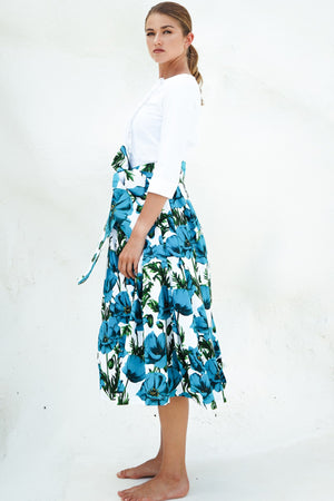 Lana Skirt Midi Length Cotton Stretch (Poppy Poland Big)