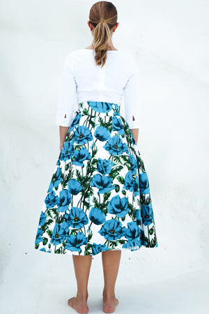 Lana Skirt Midi Length Cotton Stretch (Poppy Poland Big)
