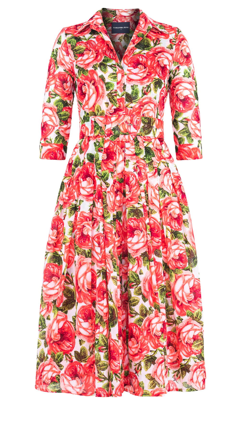 Audrey Dress #4 Shirt Collar 3/4 Sleeve Long Length Musola (Queen Bee White) @1