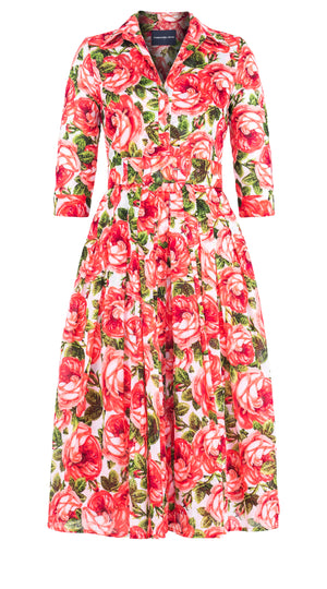 Audrey Dress #4 Shirt Collar 3/4 Sleeve Long Length Musola (Queen Bee White) @1