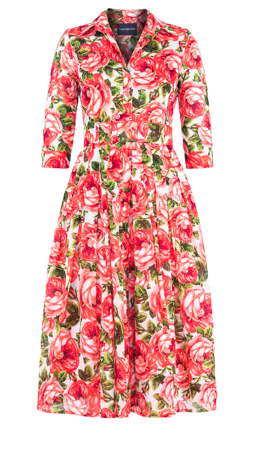Audrey Dress #4 Shirt Collar 3/4 Sleeve Long Length Musola (Queen Bee White) @1