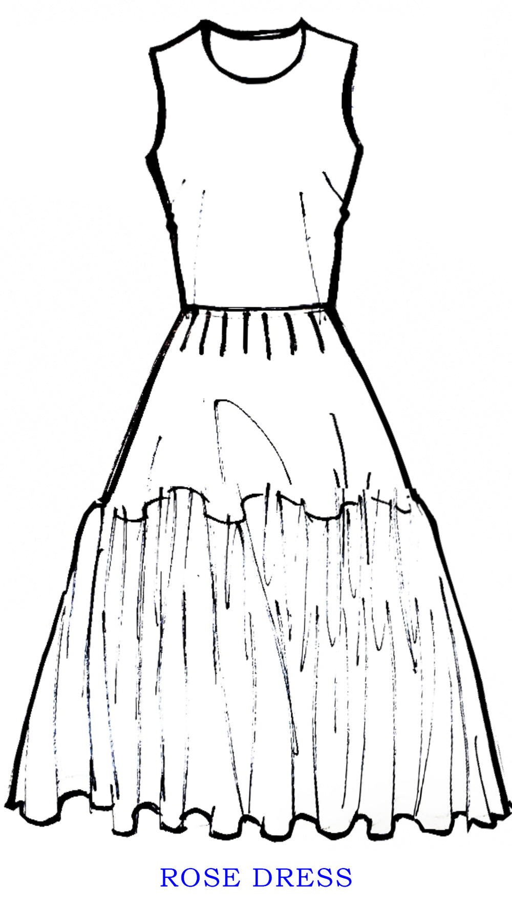 Rose Dress Jewel Neck Sleeveless Petite Length Cotton Stretch (White Crane All Over)