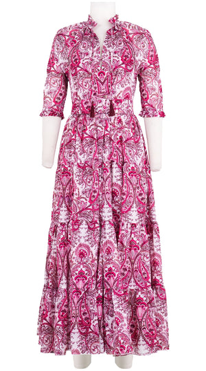 Eden Dress Crew Neck 3/4 Sleeve Maxi Length Cotton Musola (Russian Paisley)