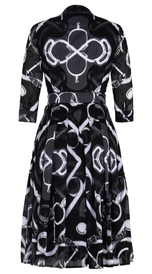 Audrey Dress #4 Shirt Collar 3/4 Sleeve Long Length Musola (Secretariat Horse) @5