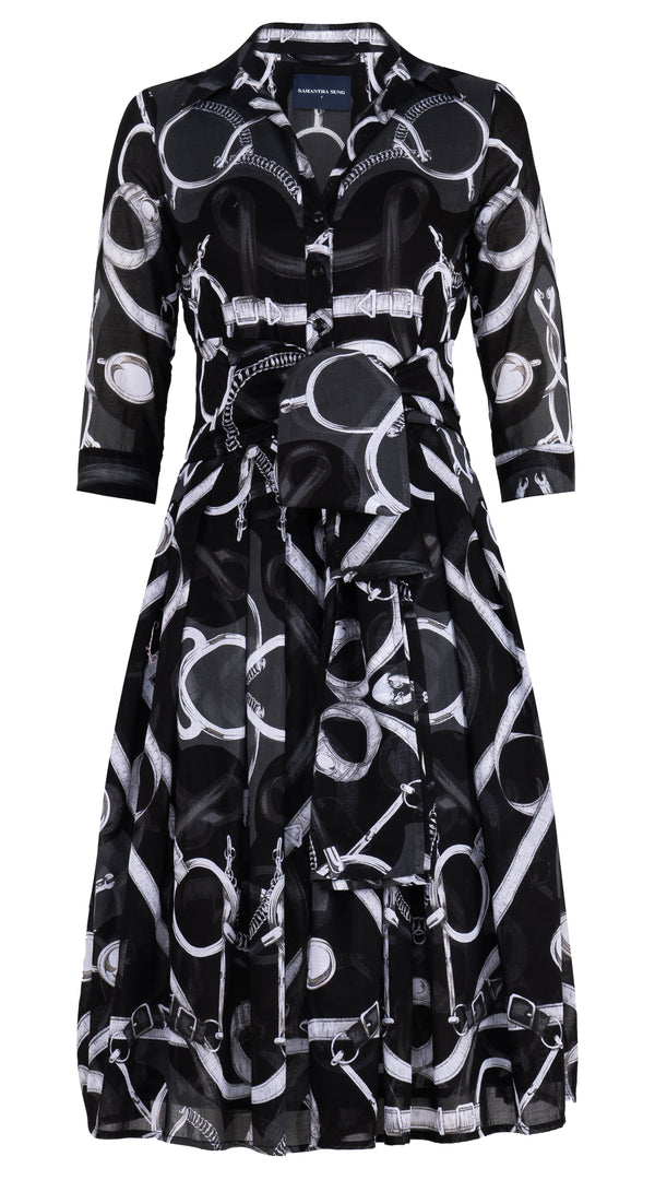 Audrey Dress #4 Shirt Collar 3/4 Sleeve Long Length Musola (Secretariat Horse) @5
