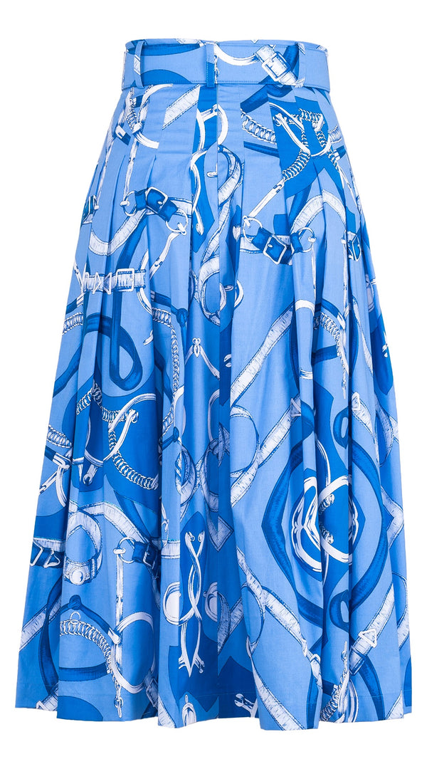 Audrey Skirt #2 Midi Length Cotton Stretch (Secretariat Horse Pastel)