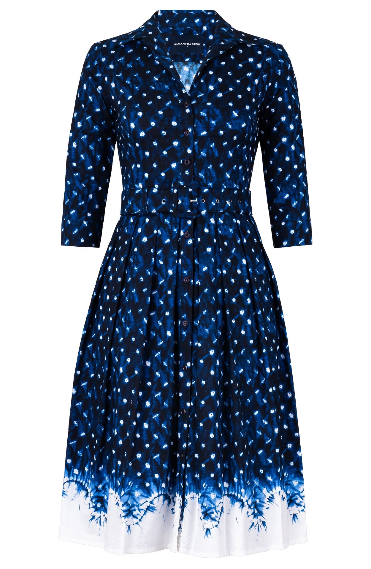 Audrey Dress #1 Shirt Collar 3/4 Sleeve Long Length Cotton Stretch (Sh
