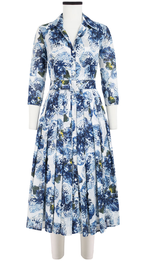 Audrey Dress #4 Shirt Collar 3/4 Sleeve Long Length Musola (Speckled Orchid) @1