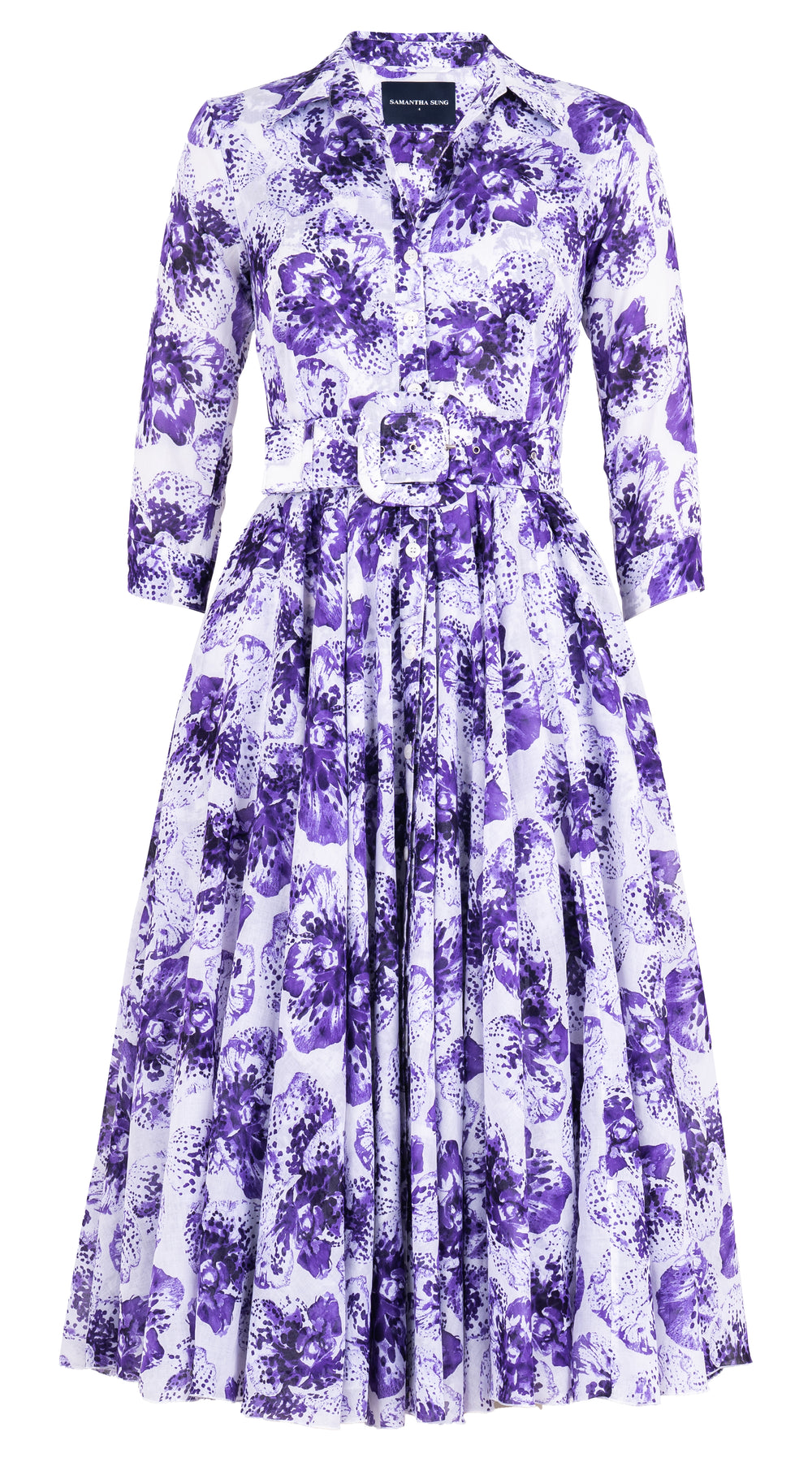 Aster Dress Shirt Collar 3/4 Sleeve Midi Length Musola (Speckled Orchid) @1