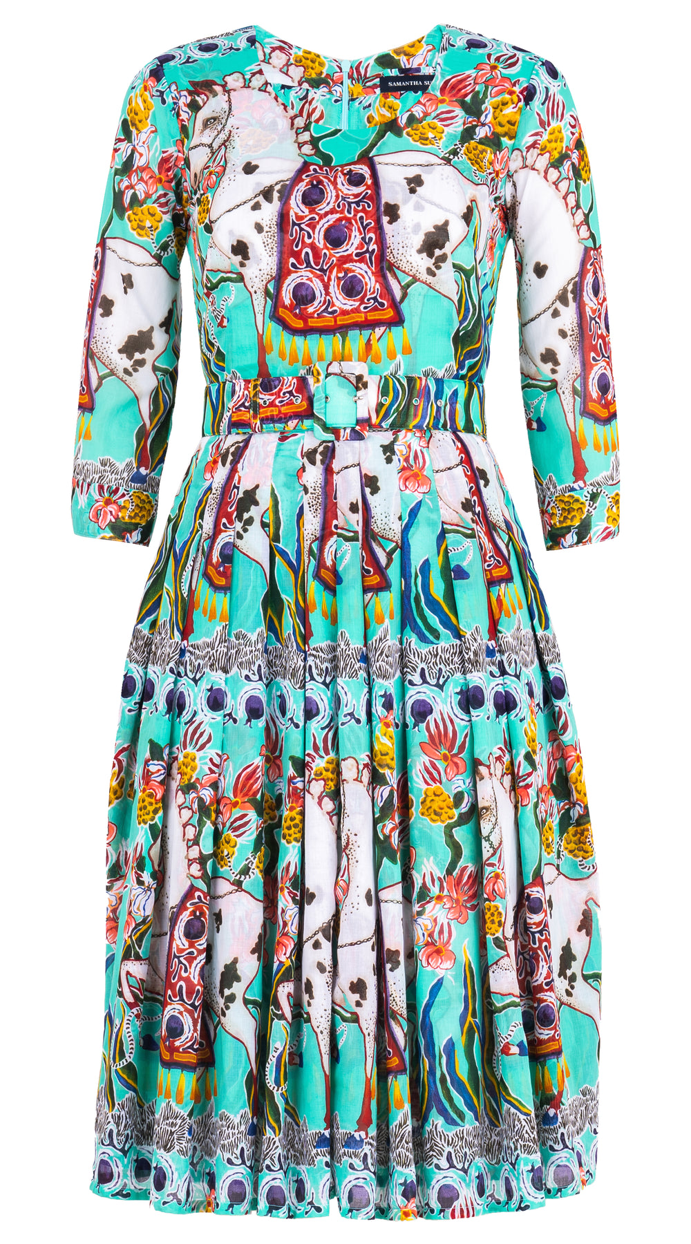 Florance Dress #4 Crew Neck 3/4 Sleeve Long Length Musola (Spotted Pony) @1