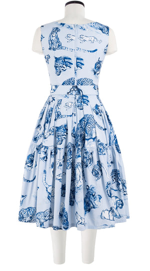 Rose Dress Crew Neck Sleeveless Long Length Cotton Stretch (Tiger Toile Ground)