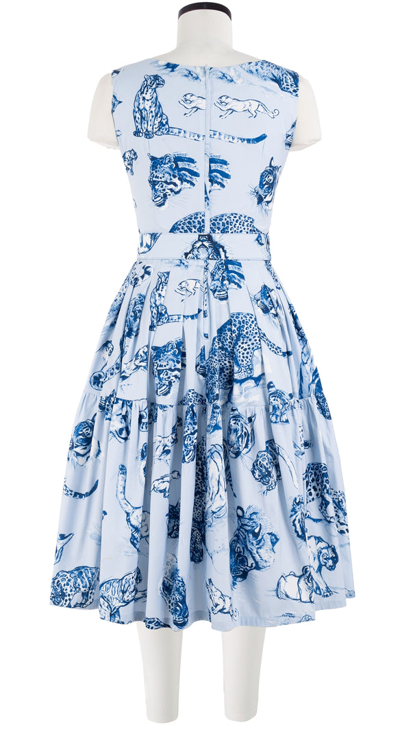 Rose Dress Crew Neck Sleeveless Long Length Cotton Stretch (Tiger Toile Ground)
