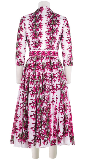 Aster Dress Shirt Collar 3/4 Sleeve Midi Length Cotton Musola (Tinker Bell Flower)