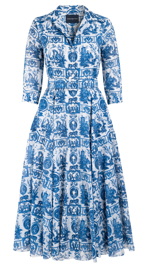 Aster Dress Shirt Collar 3/4 Sleeve Midi Length Musola (Toile Du Jour) @2