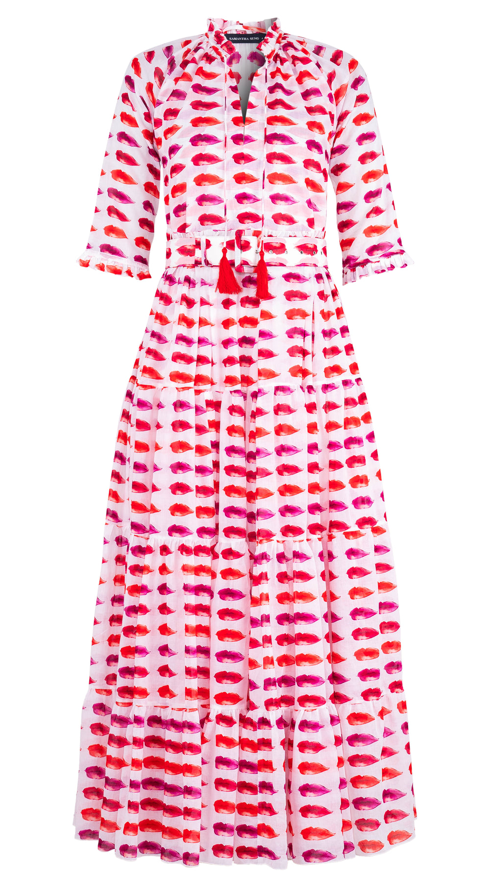 Eva Dress Crew Neck 3/4 Sleeve Maxi Musola (Watercolor Lips) @4
