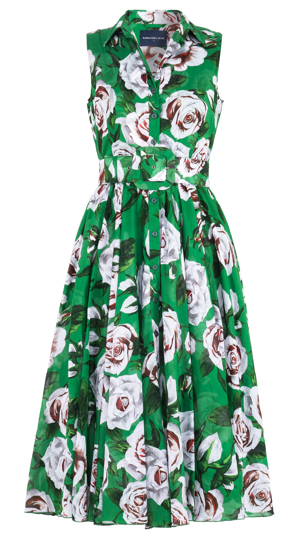 Aster Dress Shirt Collar Sleeveless Midi Length Musola (White Rose Bright) @8
