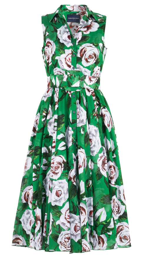 Aster Dress Shirt Collar Sleeveless Midi Length Musola (White Rose Bright) @8