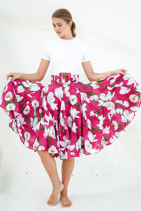 Birdy Skirt #2 Cotton Musola (White Tulip)