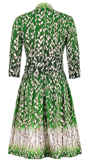 Audrey Dress #1 Shirt Collar 3/4 Sleeve Regular Length Cotton Stretch (Willow All Over)