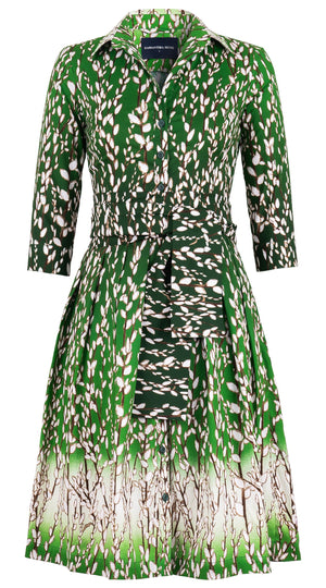 Audrey Dress #1 Shirt Collar 3/4 Sleeve Regular Length Cotton Stretch (Willow All Over)