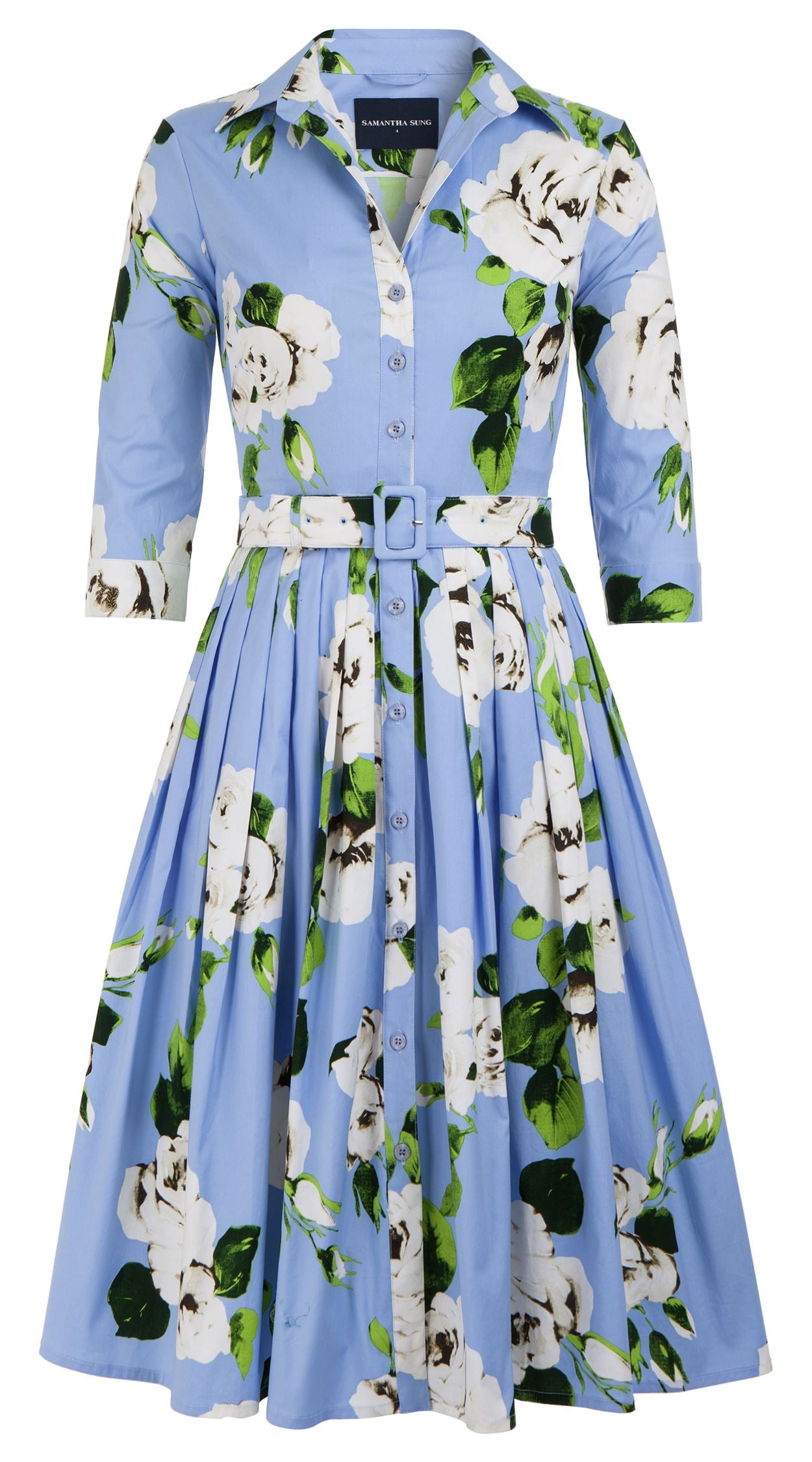 Audrey Dress #2 Shirt Collar 3/4 Sleeve Cotton Stretch