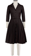 Audrey Dress #2 Shirt Collar 3/4 Sleeve Cotton Stretch_Solid_Black