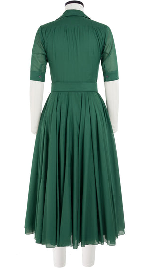 Aster Dress Shirt Collar 1/2 Sleeve Midi Plus Length Cotton Musola_Solid_Ivy Green
