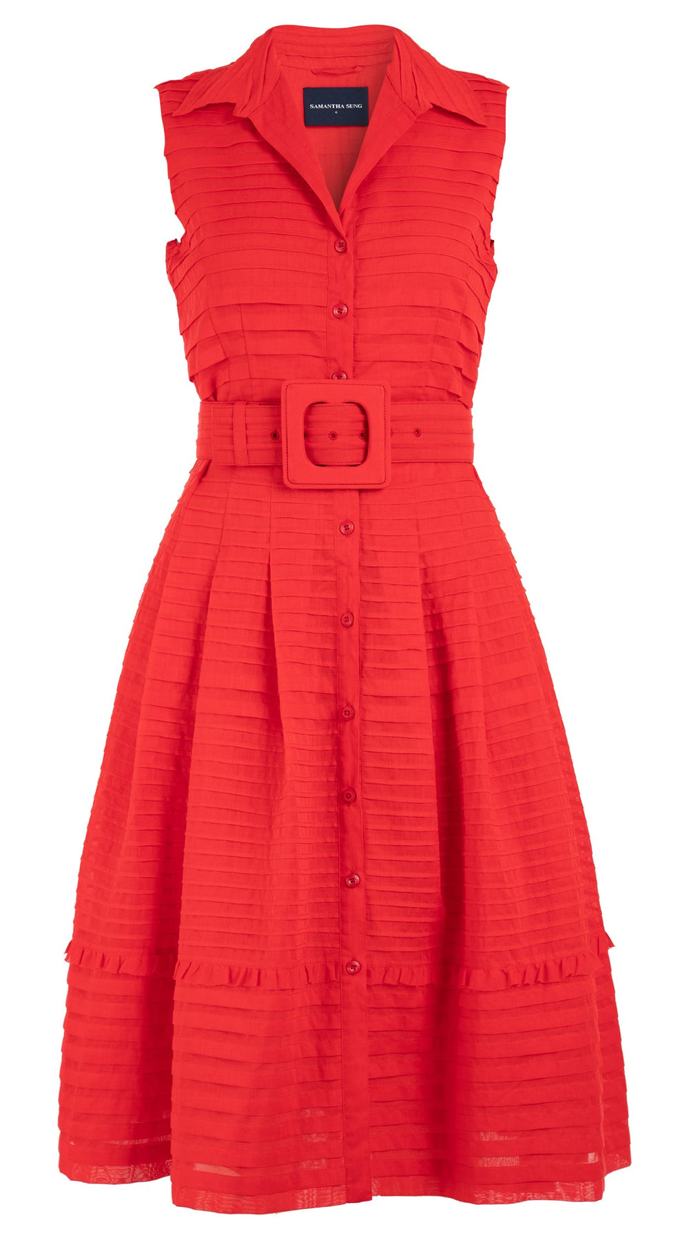 Audrey Dress #5 Shirt Collar Sleeveless Long Length Cotton Musola (Solid)