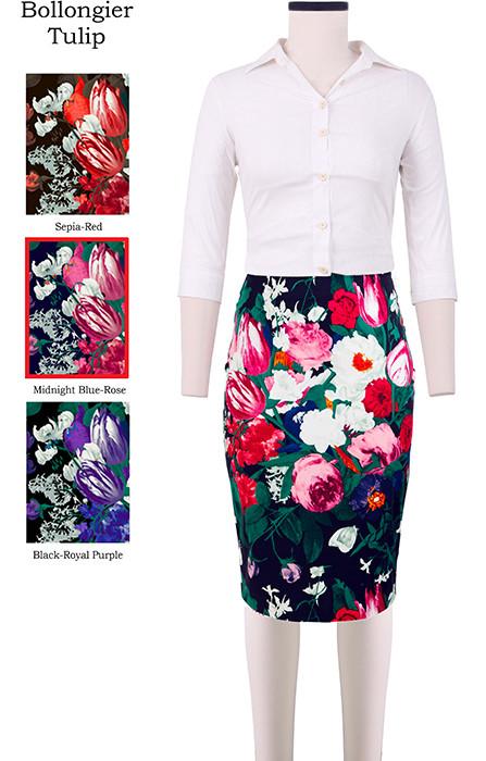 Chloe Skirt Bollongier Tulip in Midnight Blue Rose                                                            