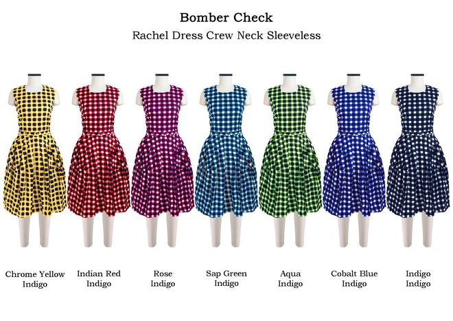 Rachel Dress Crew Neck Sleeveless in Bomber Check Multi                                             